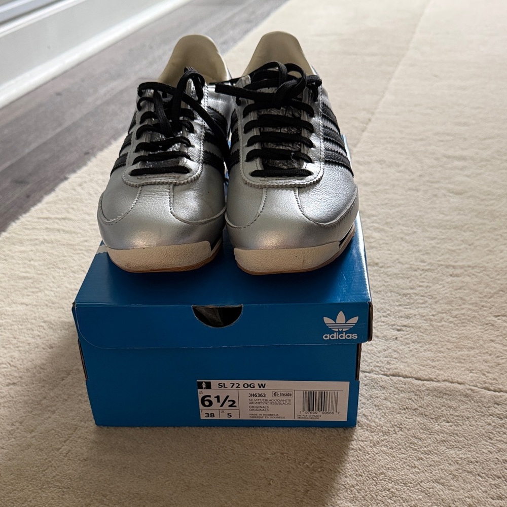 adidas SL 72 OG Women’s Sneakers — Silver with Black Stripes